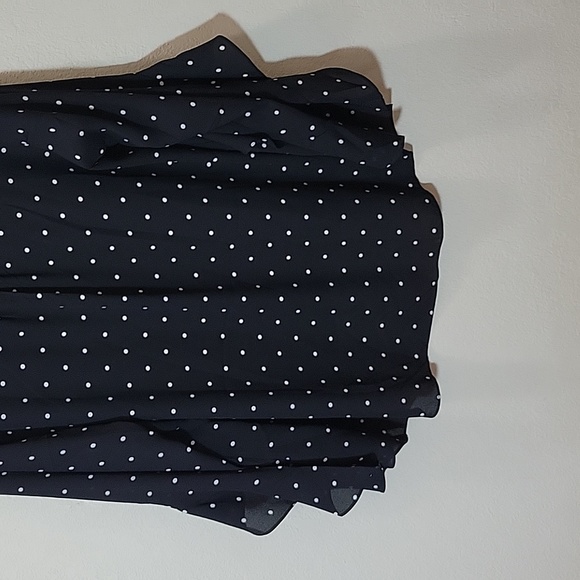 Gently Used Black and White Polka-dot Long Sleeve Top with Ruffle Sleeve - Picture 9 of 10